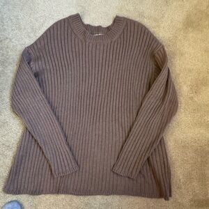 Jessica Simpson Ribbed Crewneck Sweater - Chocolate Brown